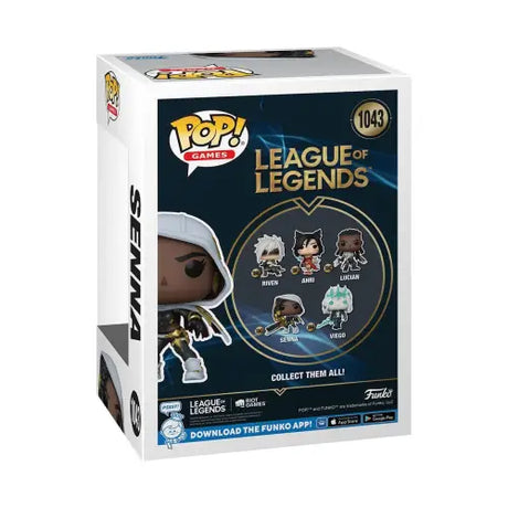 League of Legends Senna Funko Pop! vinyl figure box showcasing collectible character design