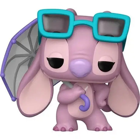 Angel Funko Pop with sunglasses and umbrella, Stitch Angel umbrella Funko Pop vinyl figure