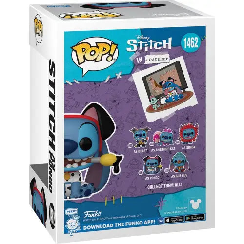 Funko Pop vinyl figure of Stitch in a black hat from Lilo & Stitch #1462 Pongo Funko Pop