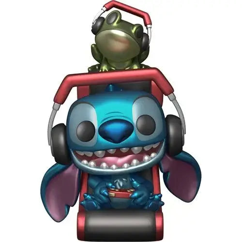 Stitch Gamer Stitch and Frog Funko Pop figure with headphones from Lilo & Stitch Gamer Stitch Metallic series