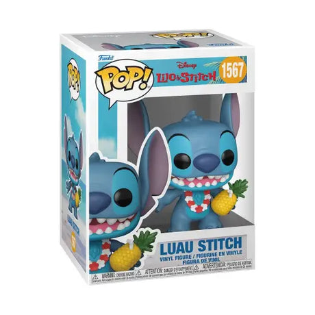 Luau Stitch Funko Pop box featuring Stitch Luau Stitch vinyl figure from Lilo & Stitch