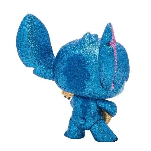 Small blue stuffed animal with pink nose - Stitch with Ukulele Diamond Glitter Vinyl Figure from Entertainment Earth.