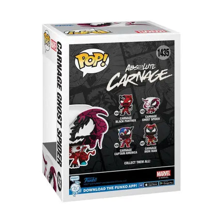 Marvel Carnage Ghost Spider Funko Pop! Vinyl Figure box featuring Absolute Carnage characters