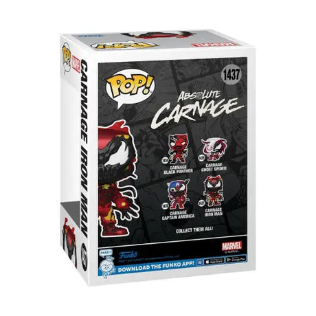 Marvel Carnage Iron Man Funko Pop! Vinyl Figure #1437 box featuring Carnage character