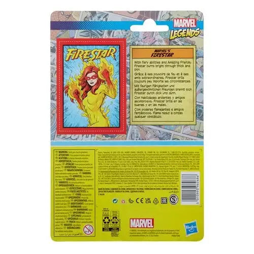 Firestar Marvel Legends Retro Action Figure with Marvel Comics card game.