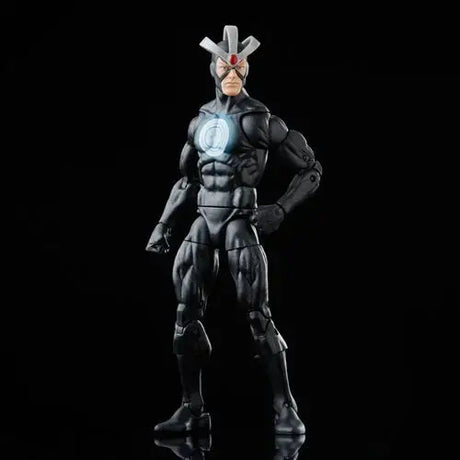 X-Men Marvel Legends Havok Action Figure featuring Avengers movie series statue on black background.