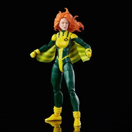 X-Men Marvel Legends Siryn Action Figure in Green Lantern Costume on Black Background