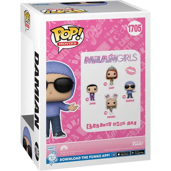 Funko Pop! vinyl figure of Damian in blue hoodie, celebrating Mean Girls 20th anniversary