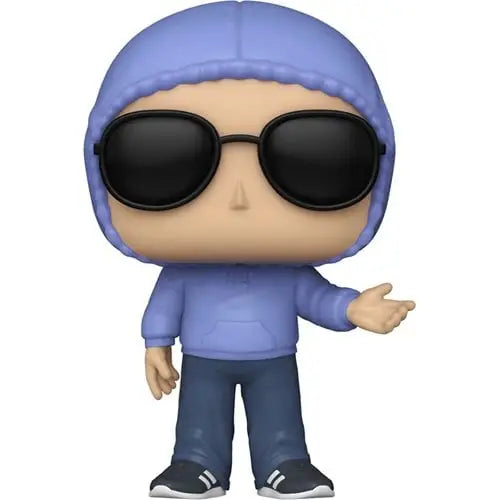 Cartoon figurine in blue hoodie and sunglasses from Mean Girls 20th Anniversary Funko Pop