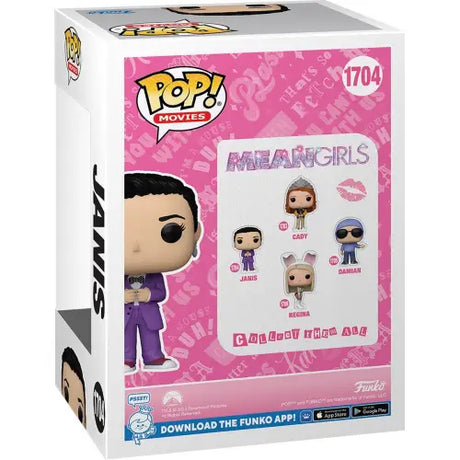 Janis Ian Funko Pop vinyl figure box from Mean Girls 20th Anniversary in purple clothing