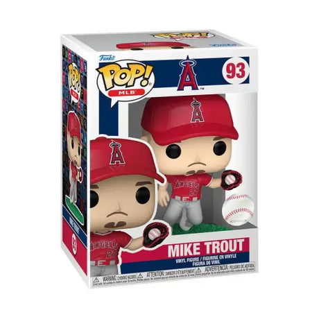 Funko Pop of MLB Angels Mike Trout in red cap and uniform, perfect for collectors