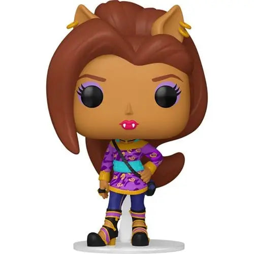 Colorful Clawdeen Wolf Funko Pop! Vinyl Figure from Monster High with large eyes and fangs