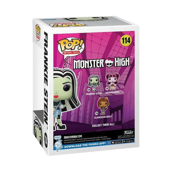 Monster High Frankie Stein Funko Pop! Vinyl Figure #114 box featuring iconic character