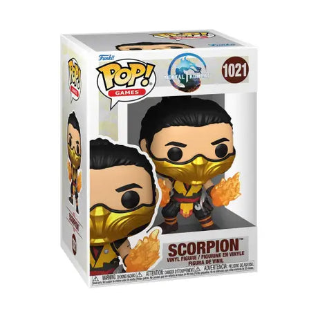 Mortal Kombat Scorpion Funko Pop vinyl figure #1021 showcasing iconic character design