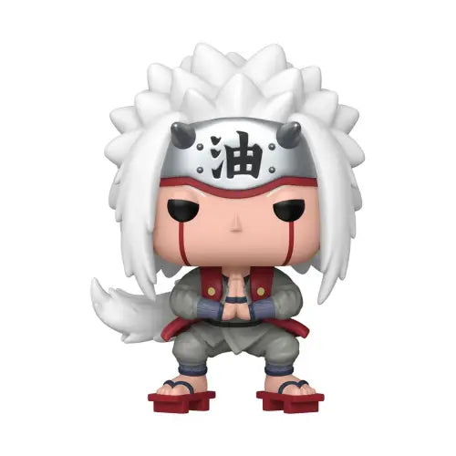 Funko Pop of Shippuden Jiraiya with spiky white hair in ninja attire and sandals