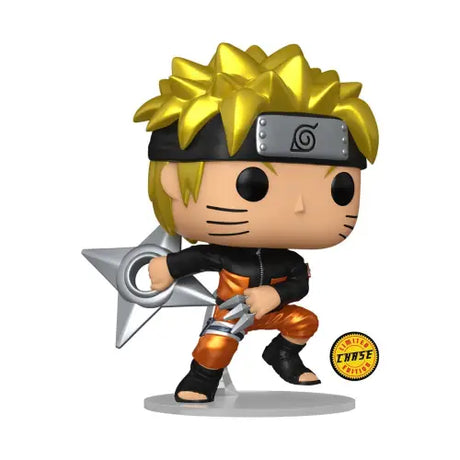 Funko Pop figure of Naruto Uzumaki from Shippuden holding a shuriken weapon