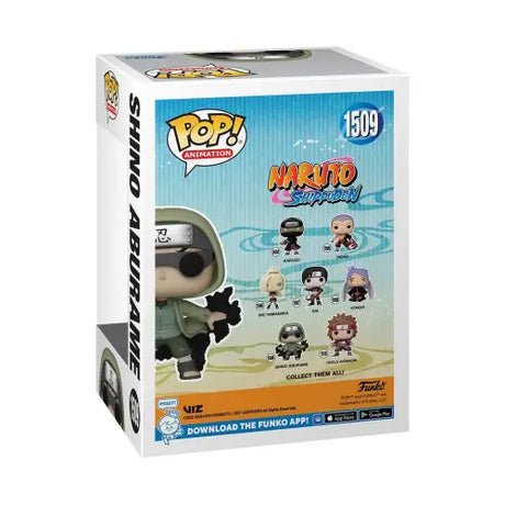 Shippuden Shino Aburame Funko Pop box from Naruto Shippuden series, collectible figure