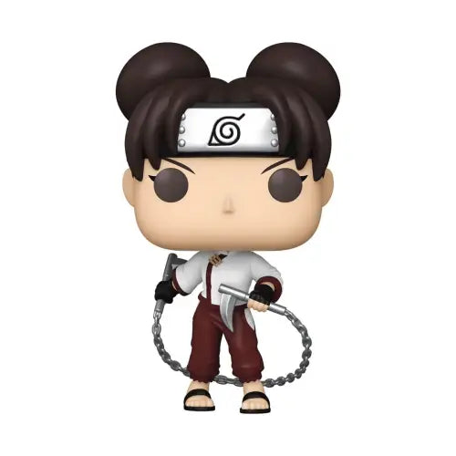 Funko Pop figure of Shippuden Tenten with nunchucks in white top and brown pants