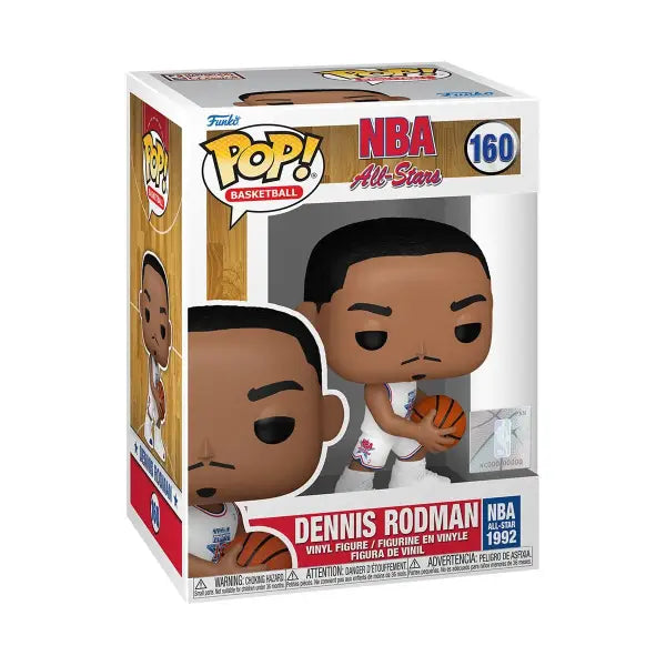 Dennis Rodman Funko Pop vinyl figure in white uniform holding a basketball