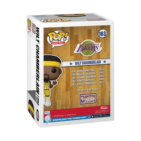 Funko Pop vinyl figure of Wilt Chamberlain in Los Angeles Lakers uniform