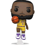 Close-up of LeBron James Lakers Funko Pop Figure with basketball