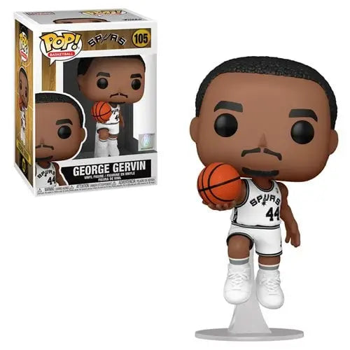 Funko Pop figurine of Legends George Gervin wearing jersey 44 and holding a basketball