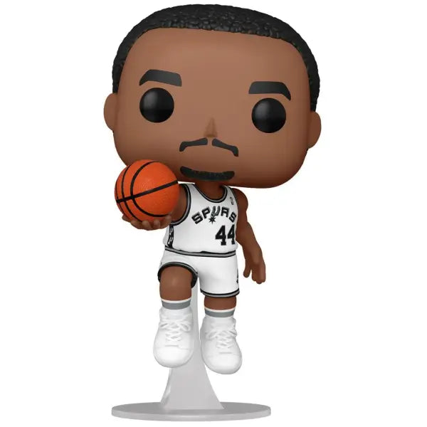 Funko Pop figurine of Legends George Gervin in Spurs jersey number 44 with basketball