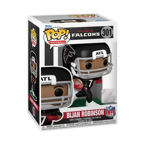 Funko Pop NFL Atlanta Falcons Bijan Robinson figure #301 in black uniform with helmet