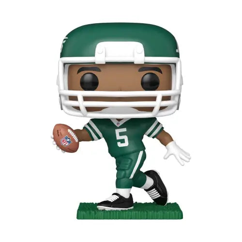 Garrett Wilson Funko Pop figure in New York Jets uniform #5, vibrant green and white design