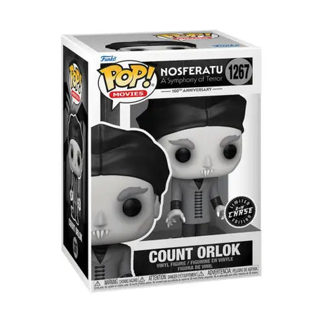 Count Orlok Funko Pop vinyl figure from Nosferatu in black and white with chase variant