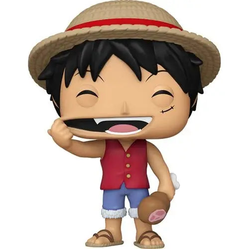 Cartoon figurine of smiling boy in straw hat, red shirt, blue shorts - Funko Pop Vinyl Figure