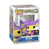 Pokemon Aipom Flocked Funko Pop figure showcasing the purple monkey-like Pokémon Aipom