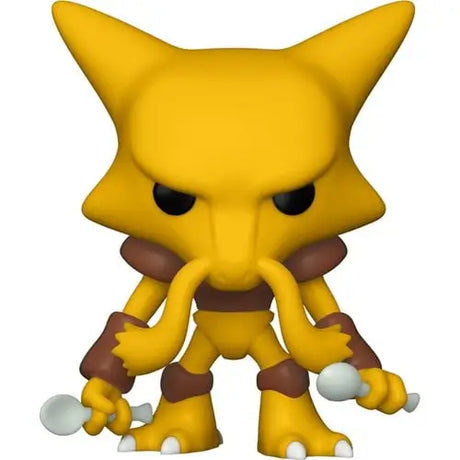 Yellow fox-like Pokémon Alakazam Vinyl Figure wearing brown armor and holding spheres