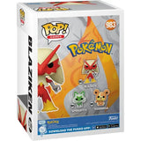 Funko Pop Pokemon Blaziken figure box featuring Blaziken, Sprigatito, and Teddiursa