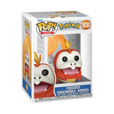 Funko Pop figure of Fuecoco, a red crocodile Pokémon with a flame on its head