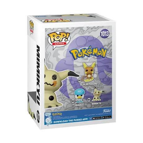 Funko Pop Pokemon collectible box featuring Mimikyu Funko #1013 for collectors