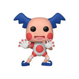 Pink and white Mr. Mime Funko Pop vinyl figure with blue hair wings and shoes