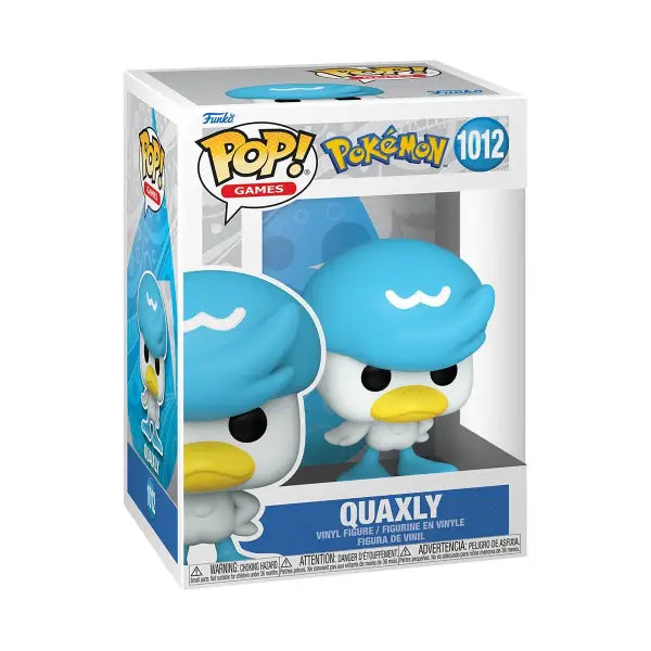 Funko Pop figure of Pokémon Quaxly in blue and white with yellow beak, #1012