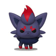 Dark purple Zorua Funko Pop with red accents and pointed ears from Pokemon collectibles