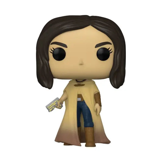 Rebel Moon Kora Funko Pop figure of a woman in a beige coat with dark hair