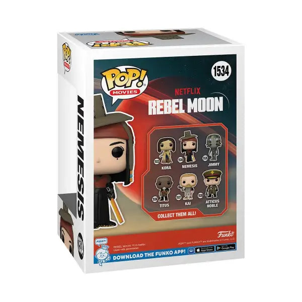 Rebel Moon Nemesis Funko Pop! Vinyl Figure #1534 box from the Netflix series Rebel Moon