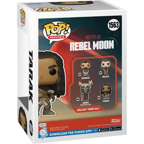 Rebel Moon Tarak Funko Pop Vinyl Figure box featuring collectible character #1563