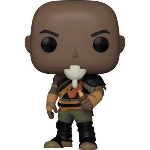 Funko Pop Rebel Moon Titus figurine in tactical gear holding a bone