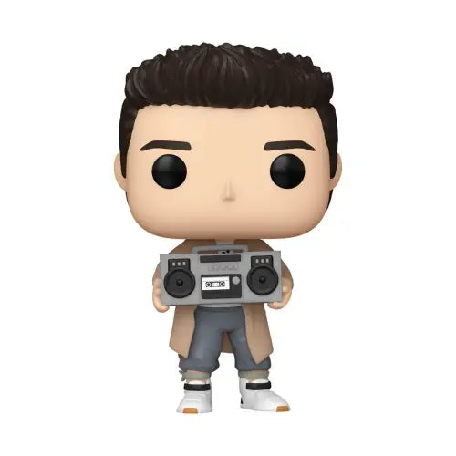 Lloyd Dobler Funko Pop figure holding boombox in gray casual attire, #1734 collectible