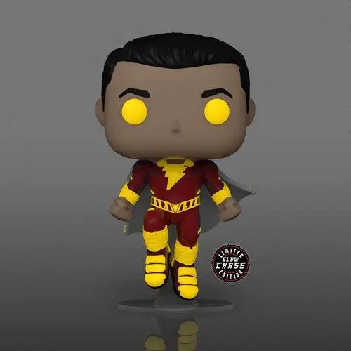 Pop vinyl figure of Shazam in yellow and red outfit