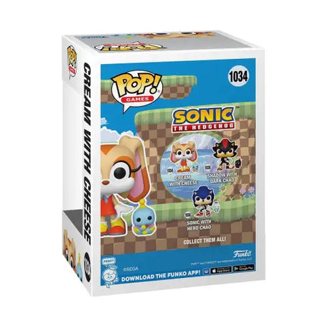 Sonic The Hedgehog Cream Funko Pop vinyl figure box #1034 showcasing collectible design