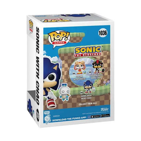 Funko Pop Sonic the Hedgehog Vinyl Figure box with pixel art and character designs