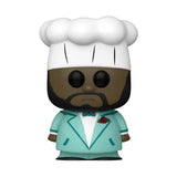 Cartoon South Park Chef in Suit Funko Pop wearing a chef’s hat and bow tie