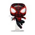 Funko Pop figure of Miles Morales in upgraded suit leaping through the air