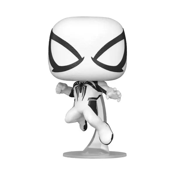 Spider-Man 2 Funko Pop figure of Peter Parker in Anti-Venom suit striking a jump pose